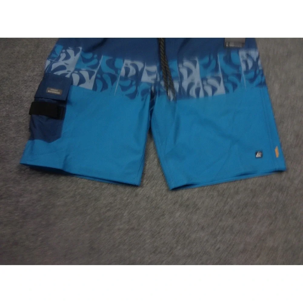 Quicksilver Shorts Mens 31 Blue Waterman Collection Boardshorts Zip Side Pockets